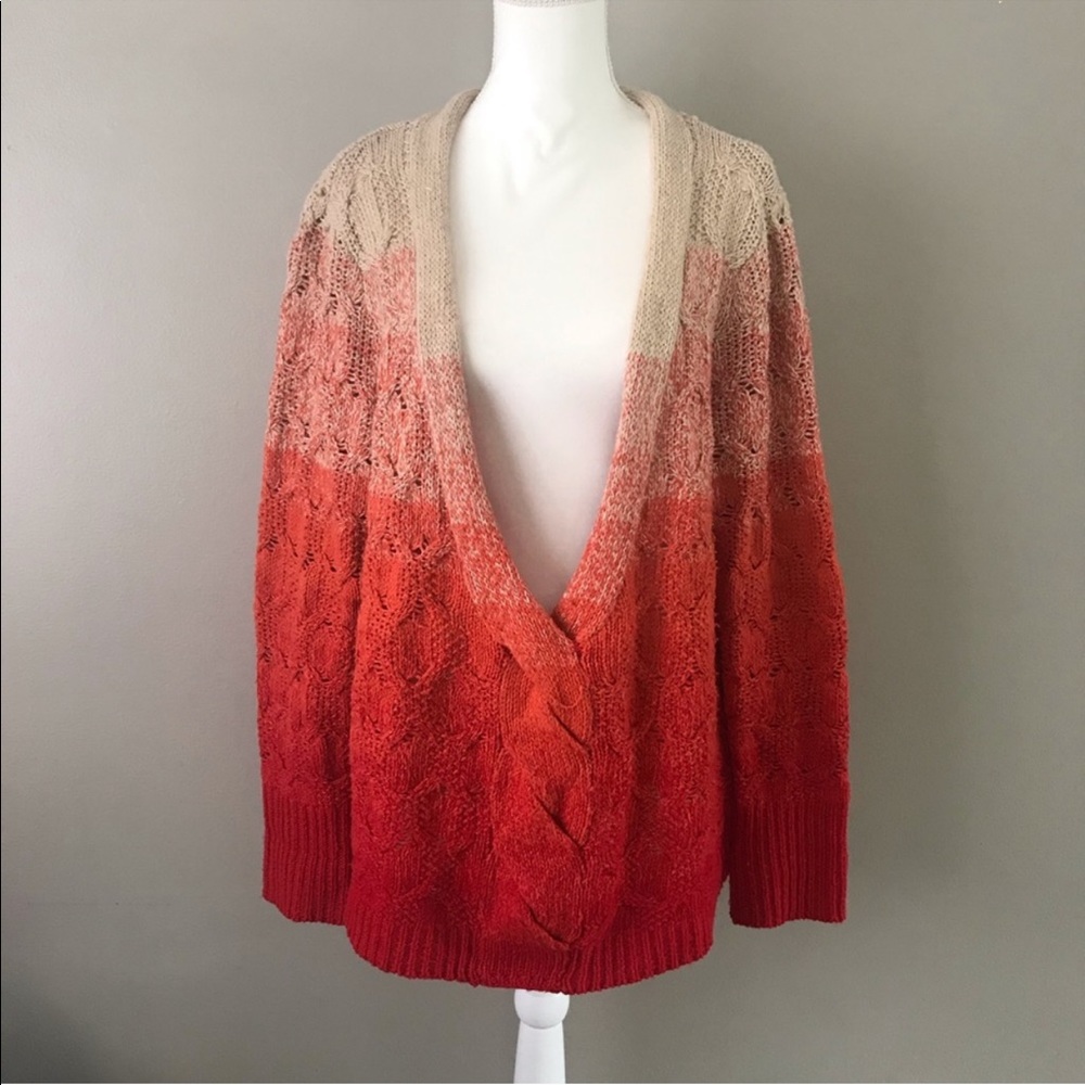 Sisters ombre cable knit deep neck sweater